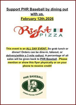 Fundraiser flyer PHR Baseball