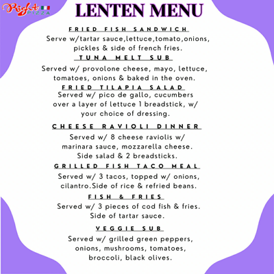 Lenten menu 2026