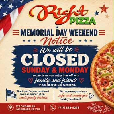 Closed on Memorial Day
